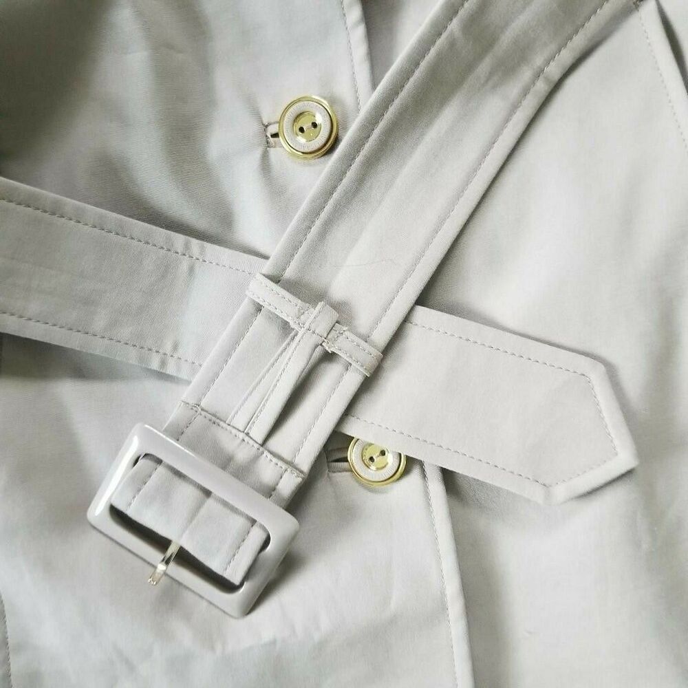 Isaac Mizrahi Live Trench Coat Jacket Womens Khaki Tan Size XS Lined Belt NWOT - Picture 5 of 10